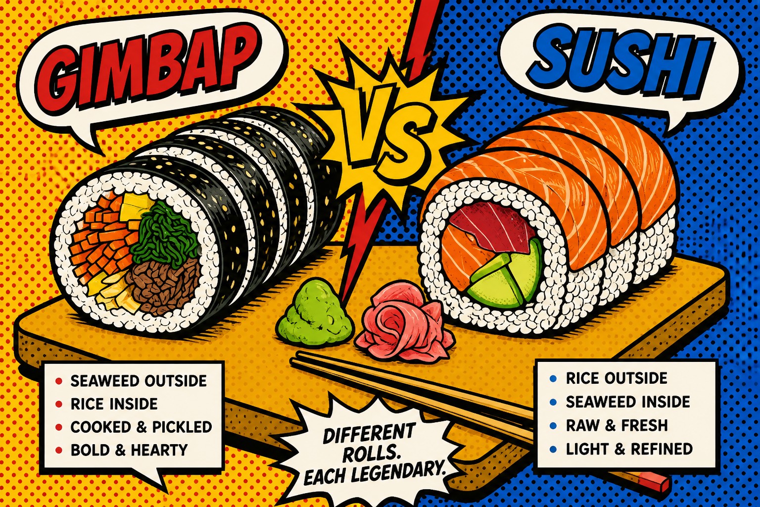 Gimbap vs. Sushi: Similar Roll, Different Logic